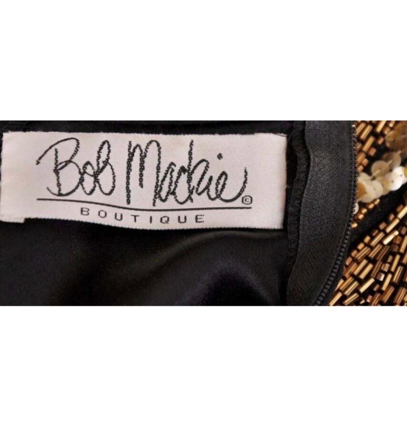Bob Mackie - Robe boléro perlée noire vintage, taille 6, années 1980 en vente 3