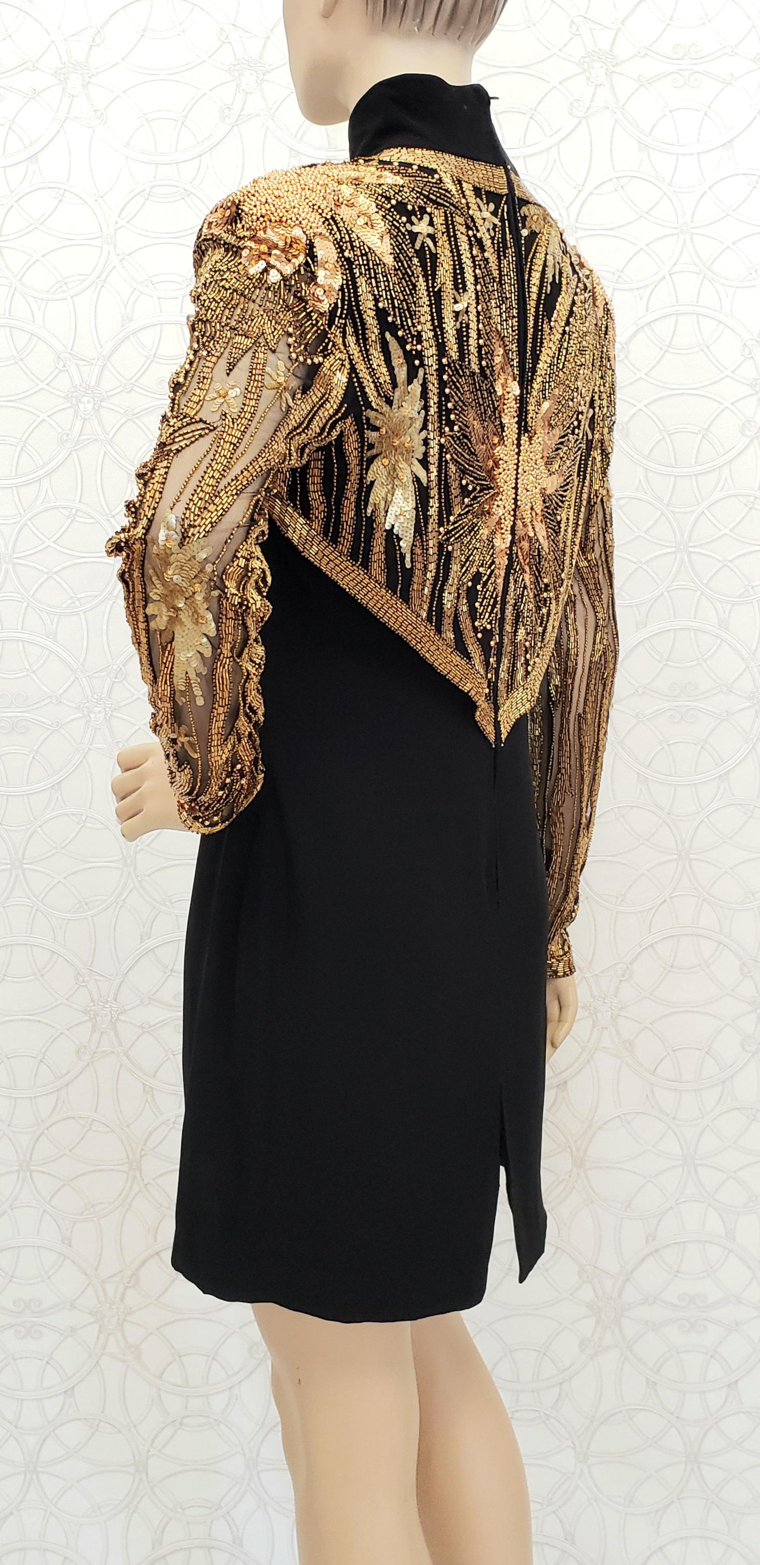 80-s Vintage Bob Mackie Black Beaded Bolero Dress US Size 10 In Excellent Condition For Sale In Montgomery, TX