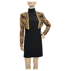 Bob Mackie, abito vintage anni '80, con perline nere, taglia 10.