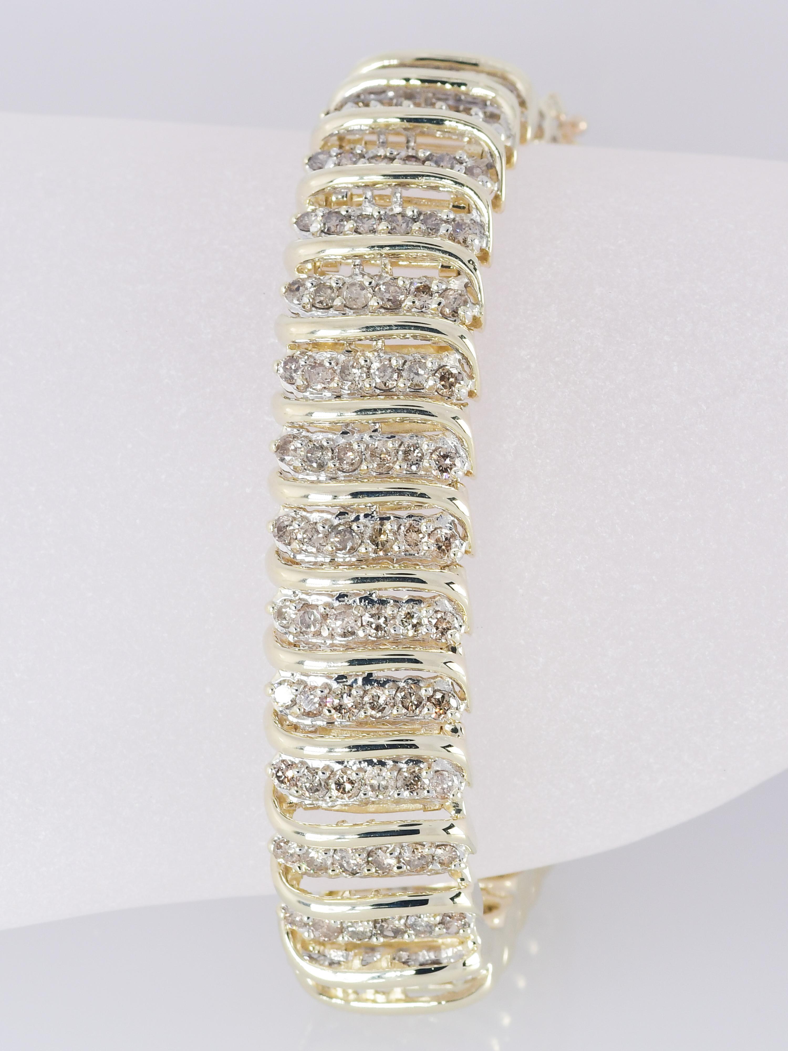 Round Cut 8.0 Carat Natural Diamond Yellow Gold 10 Karat Tennis Bracelet 43.70 Grams