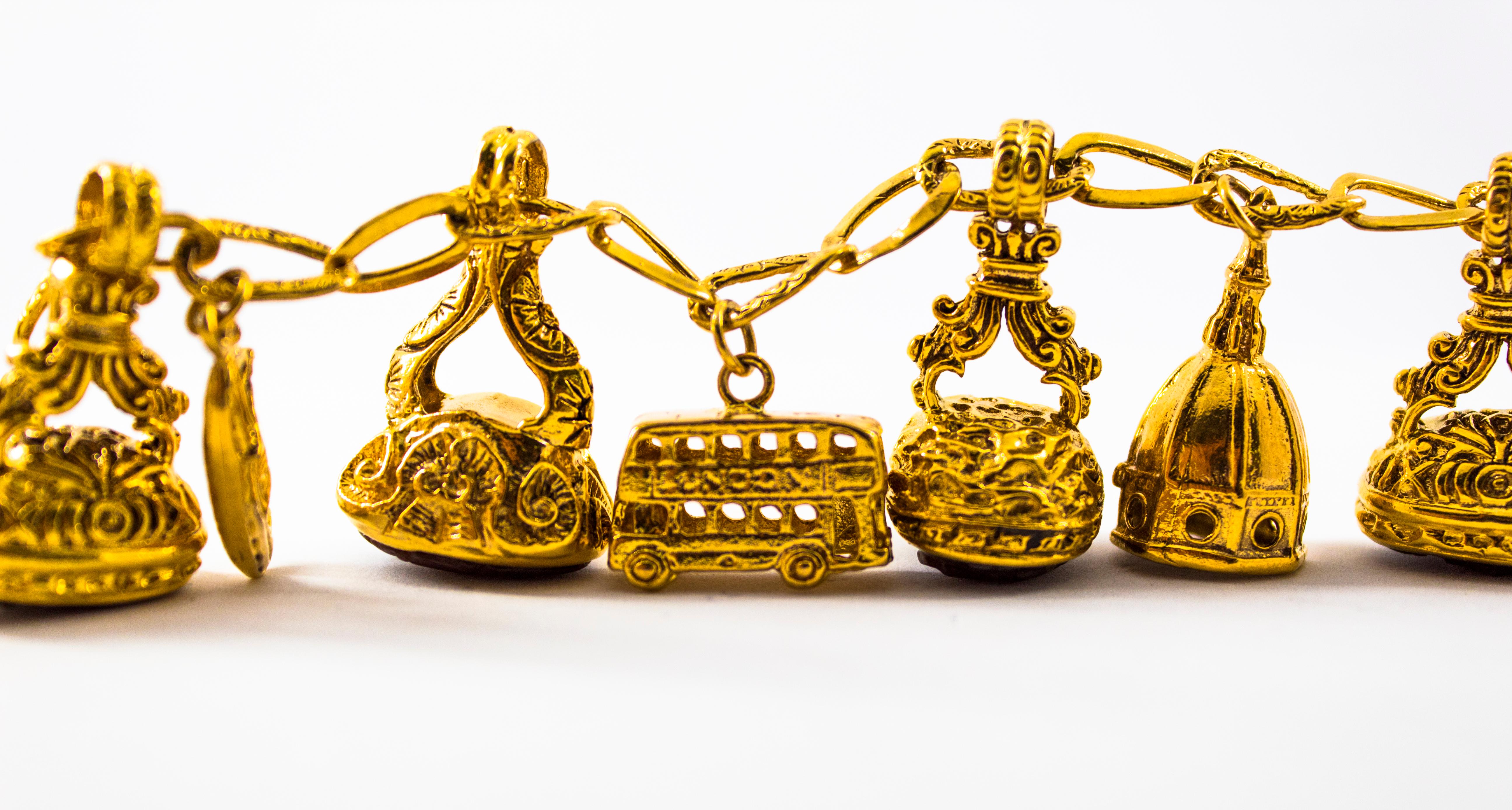 8,00 Quilates Amatista 0,50 Quilates Zafiro Azul Cornalina Pulsera de Oro Amarillo en venta 4