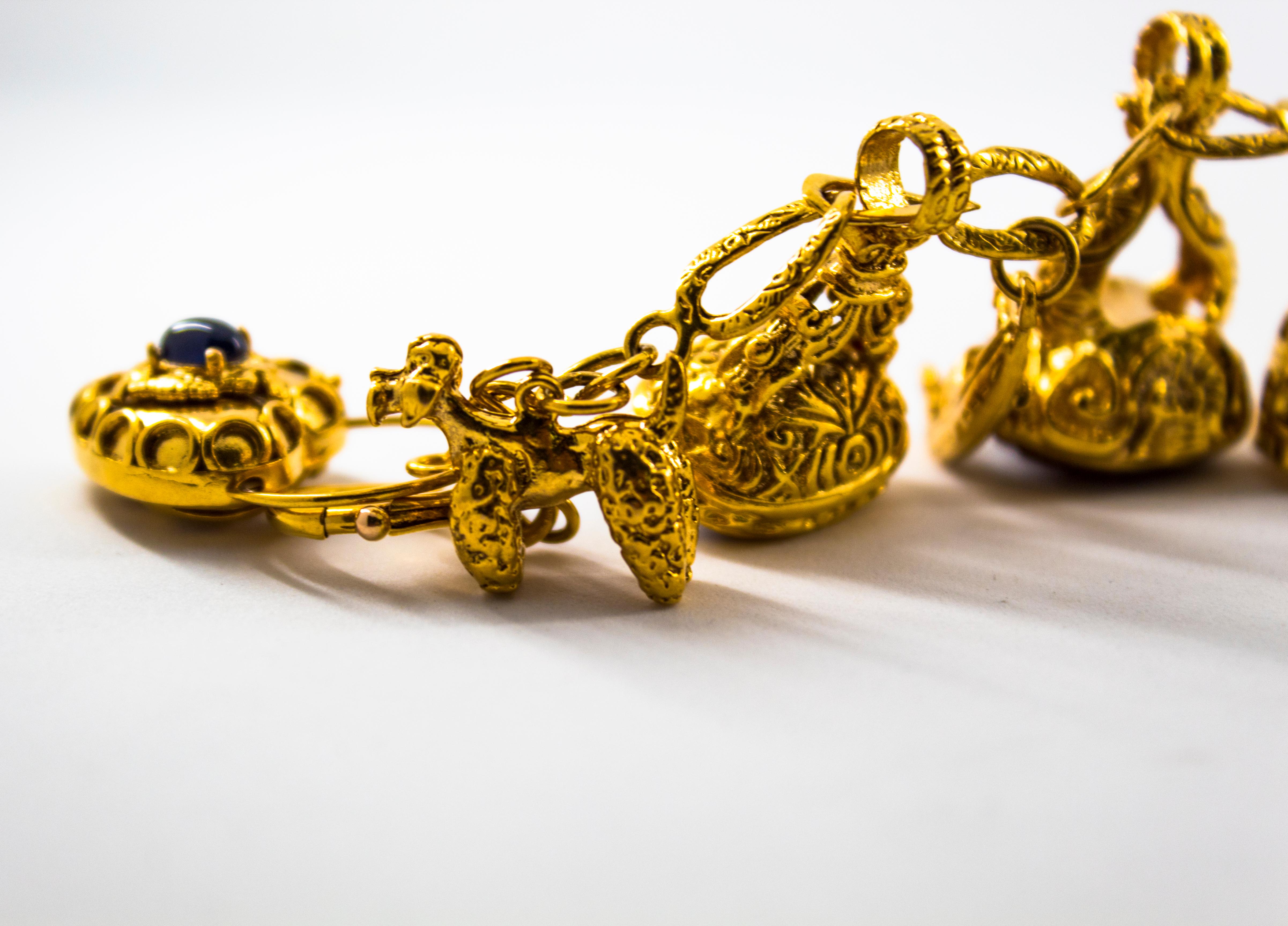 8,00 Quilates Amatista 0,50 Quilates Zafiro Azul Cornalina Pulsera de Oro Amarillo Corte mixto en venta