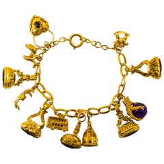 8,00 Quilates Amatista 0,50 Quilates Zafiro Azul Cornalina Pulsera de Oro Amarillo