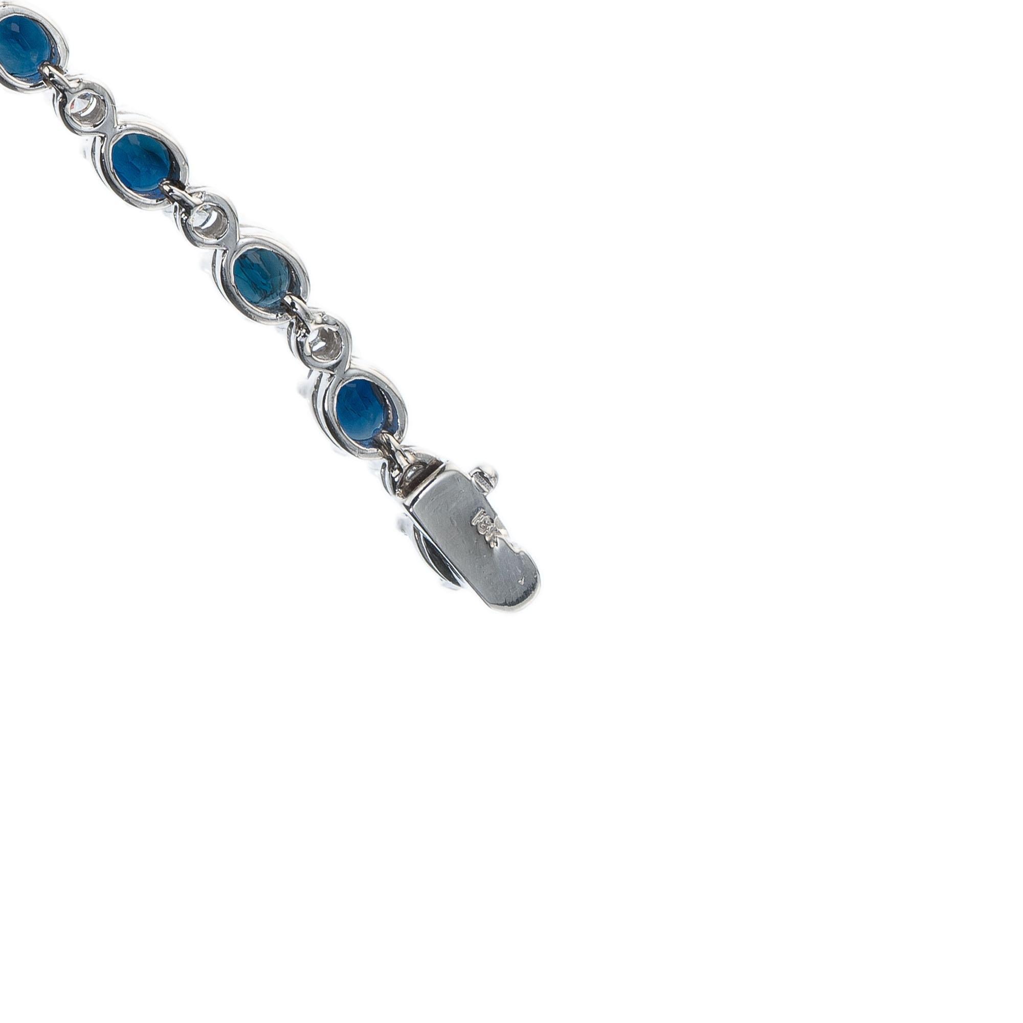 8.00 Carat Blue Sapphire Diamond White Gold Bracelet In Excellent Condition In Stamford, CT