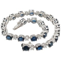 8.00 Carat Blue Sapphire Diamond White Gold Bracelet