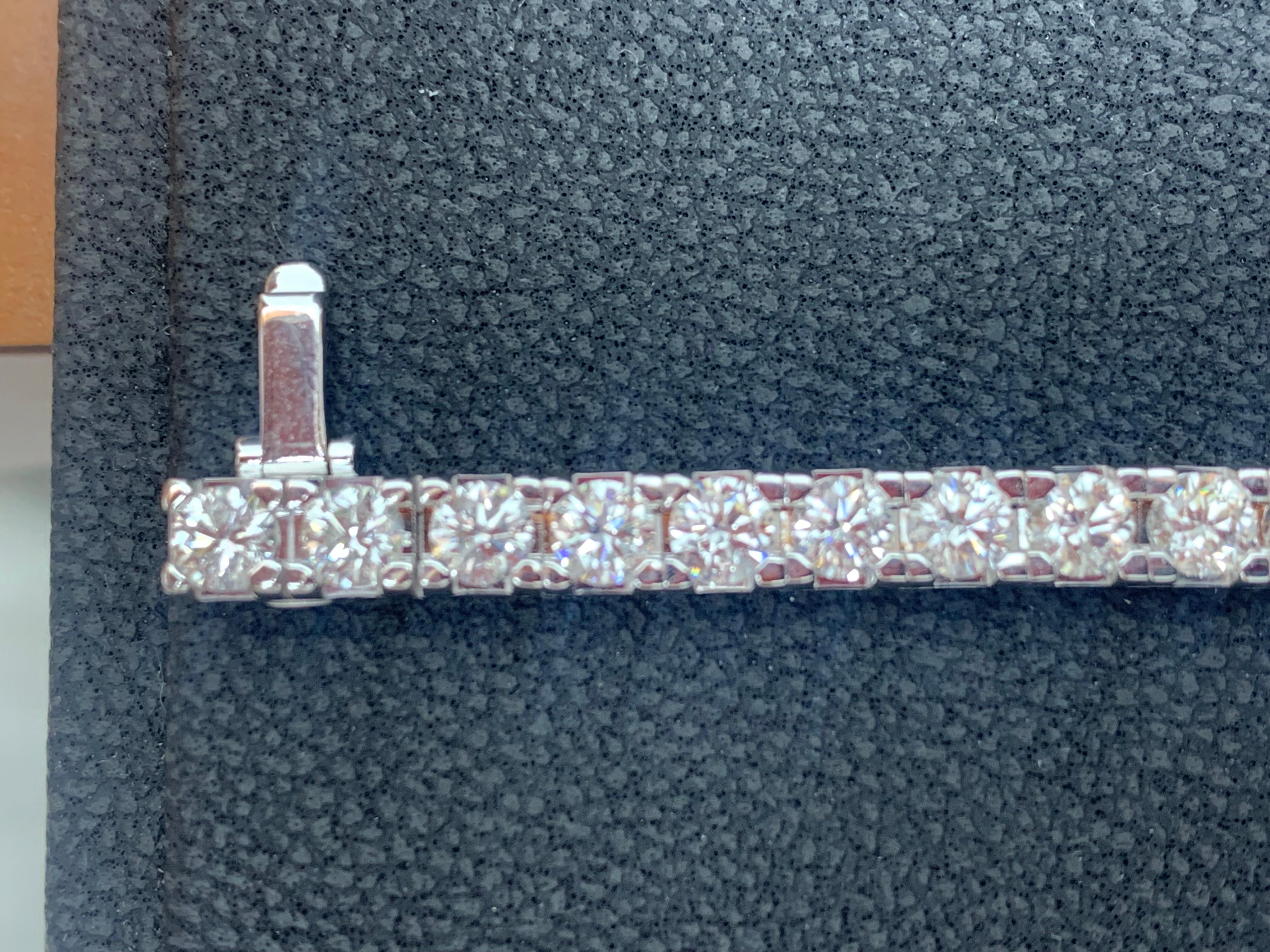 Bracelet de tennis en or blanc 14 carats, diamant rond taillé en brillant de 8,00 carats en vente 8