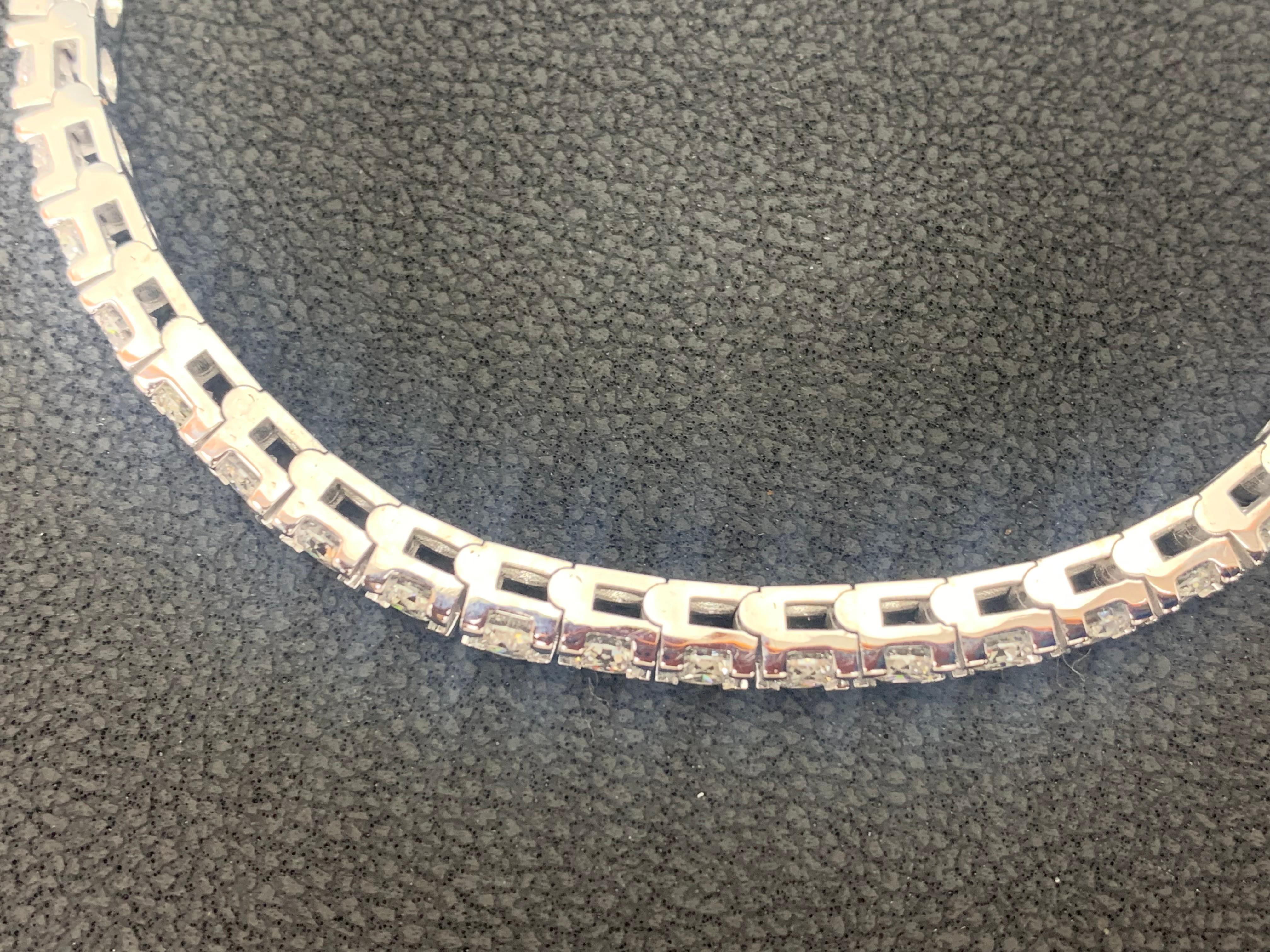 Bracelet de tennis en or blanc 14 carats, diamant rond taillé en brillant de 8,00 carats en vente 13
