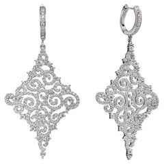 Boucles d'oreilles en dentelle en argent sterling avec zircon cubique de 8,00 carats et rose