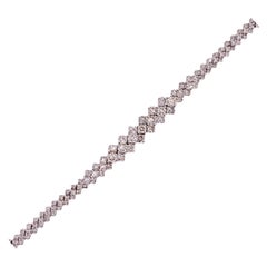 8.00 Carat Diamond 14 Karat White Gold Graduated Tennis Line Bracelet
