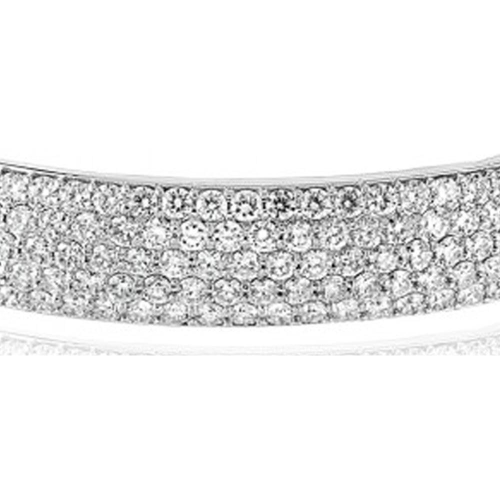 Contemporary 8.00 Carat Diamond Bangle, Five Rows of Round Brilliant Cut Diamonds, 18kt White For Sale