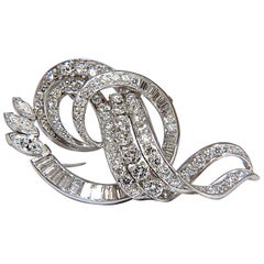 8.00 Carat Diamonds Platinum Art Deco Style Brooch