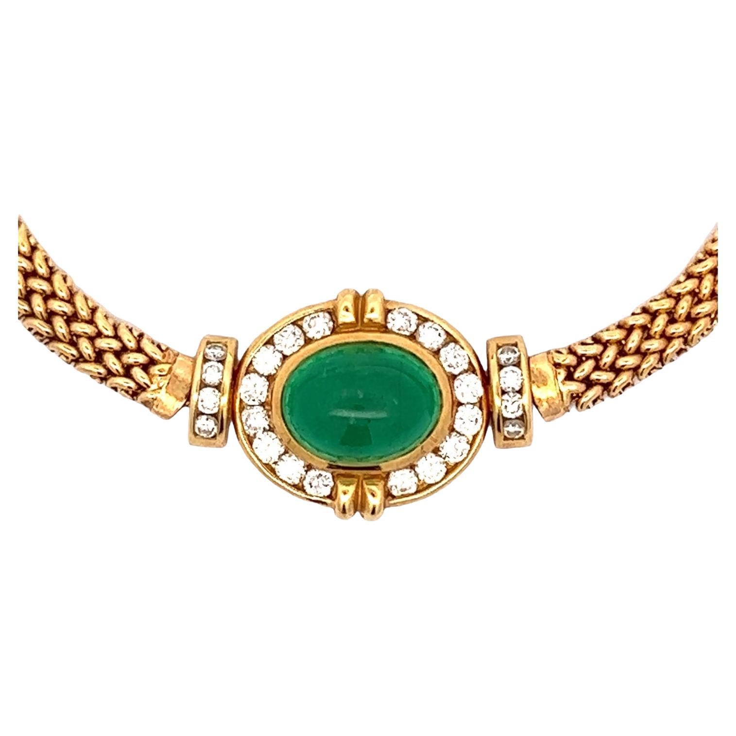 Modern 8.00 Carat Emerald Diamond 18 Karat Yellow Gold Pendant Link Estate Necklace