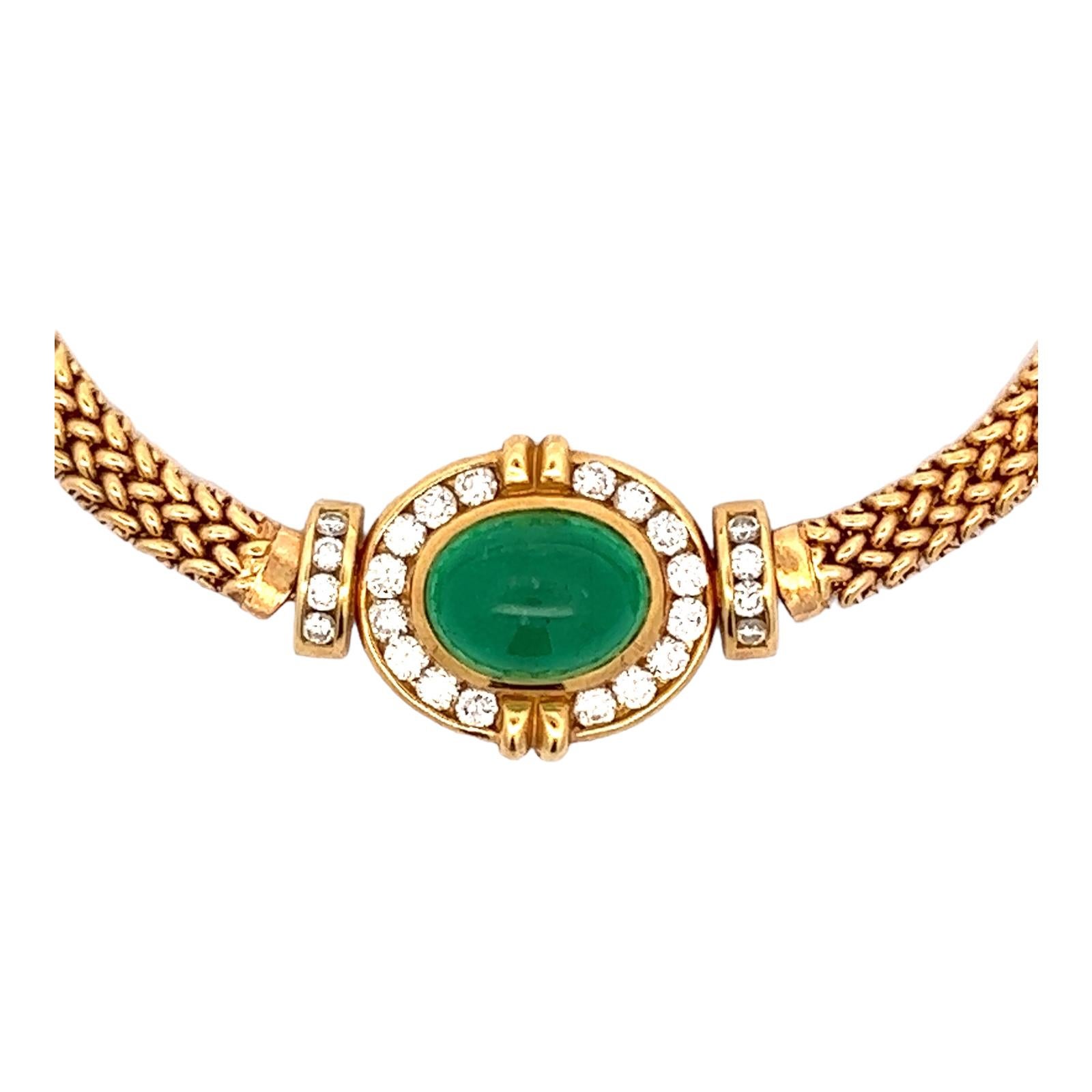 Women's 8.00 Carat Emerald Diamond 18 Karat Yellow Gold Pendant Link Estate Necklace