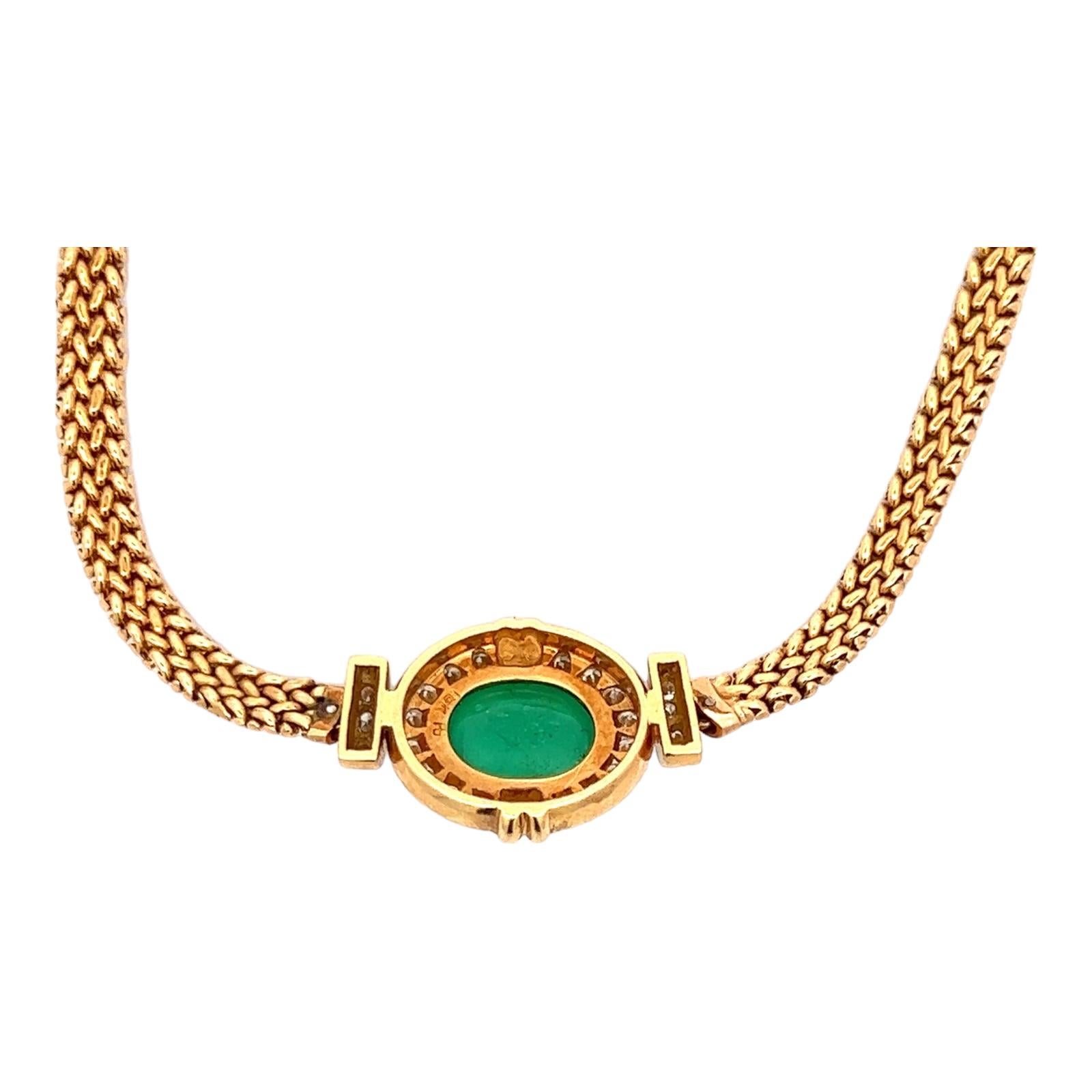 8.00 Carat Emerald Diamond 18 Karat Yellow Gold Pendant Link Estate Necklace 1