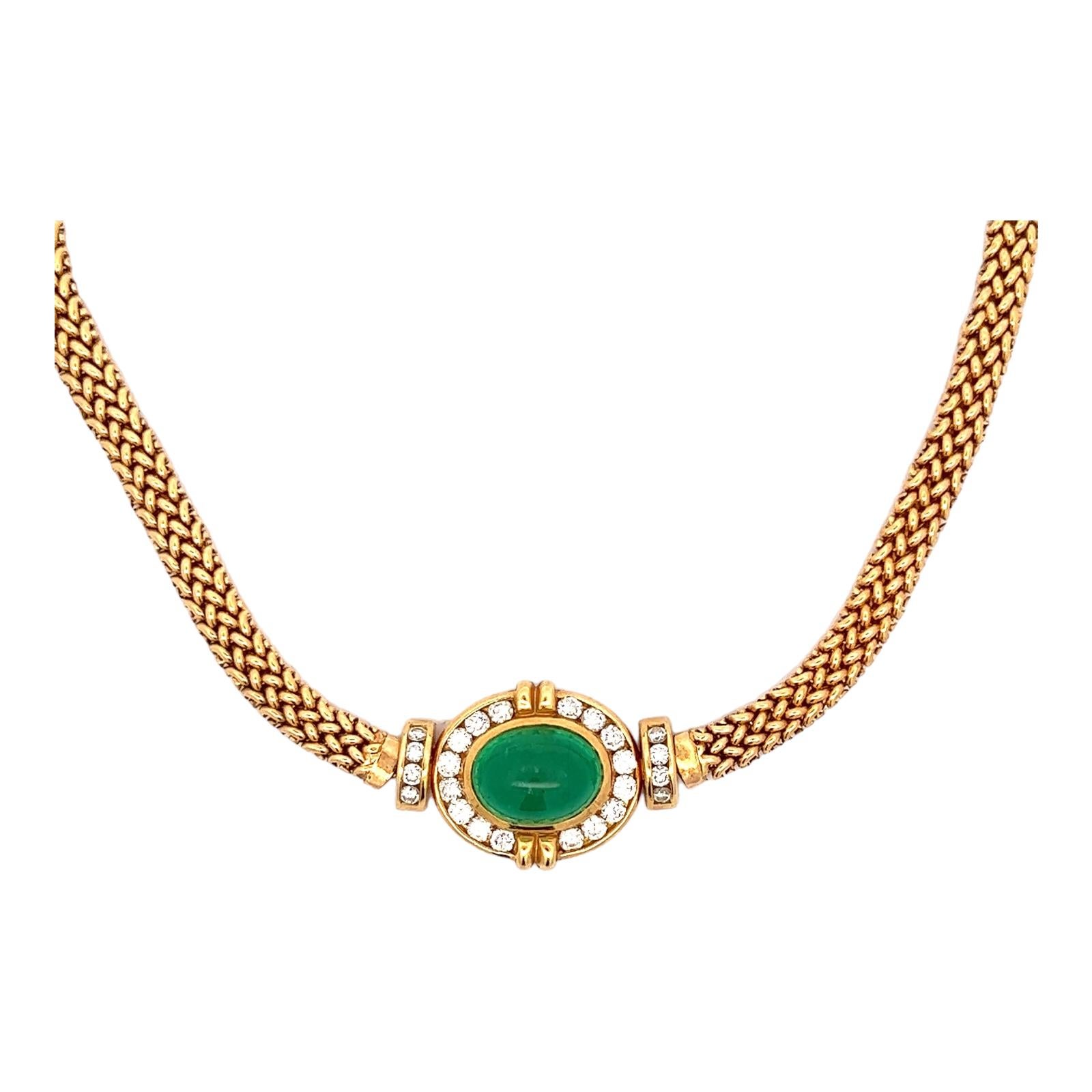 8.00 Carat Emerald Diamond 18 Karat Yellow Gold Pendant Link Estate Necklace 2
