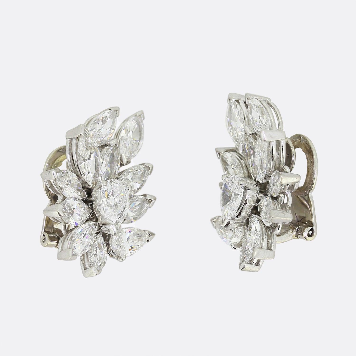 Pendientes Racimo de Diamantes Marquesa de 8,00 Quilates Corte marquesa en venta