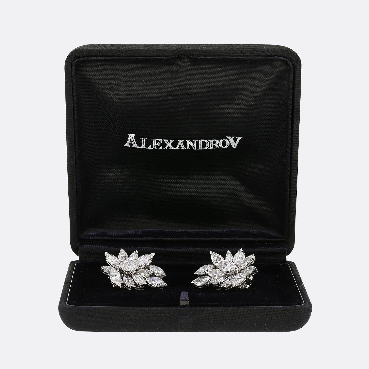 De las mujeres Pendientes Racimo de Diamantes Marquesa de 8,00 Quilates en venta