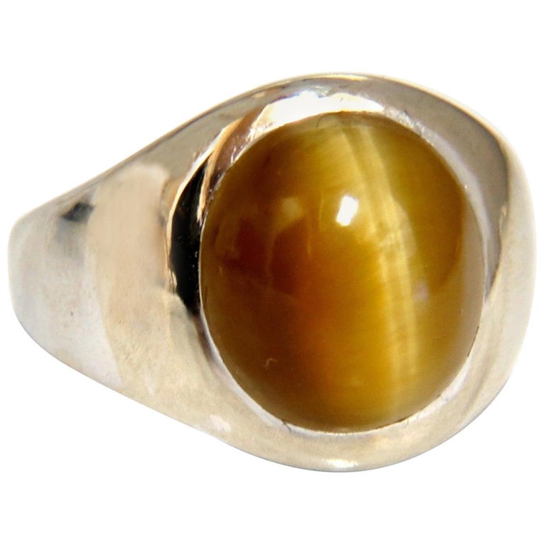 8.00 Carat Men's Tiger Eye Ring 14 Karat at 1stDibs tiger eye pinky