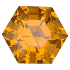 8.00 Carat Natural Loose Golden Color Citrine Hexagonal Fancy Cut Bazillion Gem