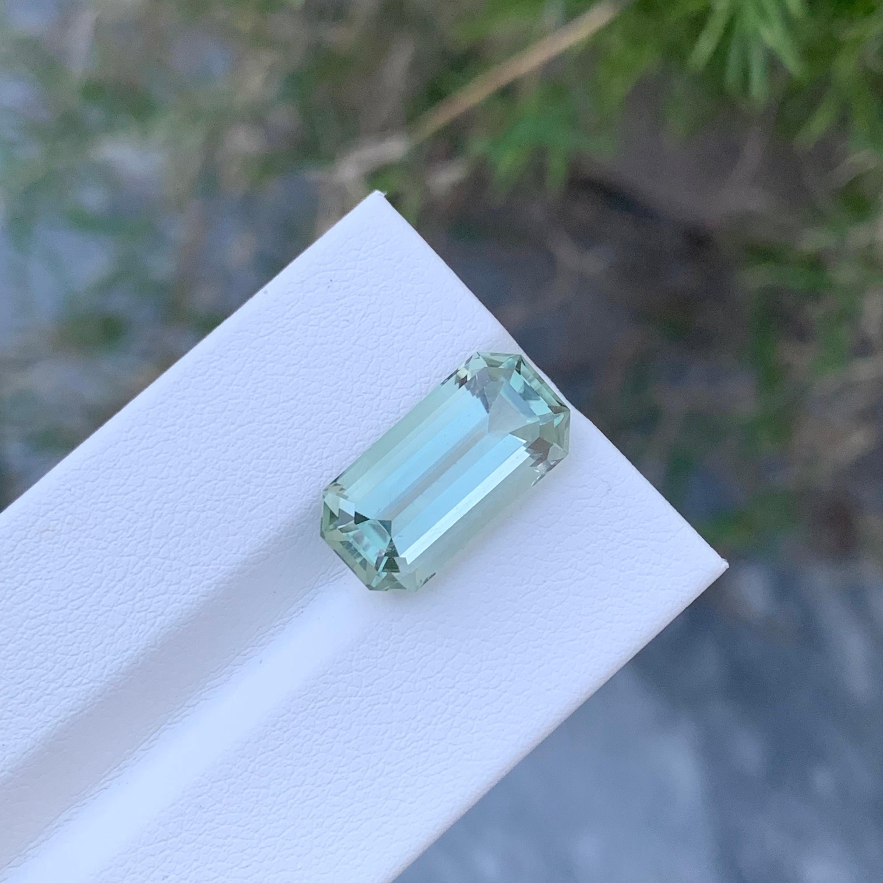 Loose Green Amethyst
Weight: 8.00 Carats
Dimension: 17.2 x 8.8 x 7.1 Mm
Colour: Green
Origin: Brazil
Certificate: On Demand
Shape : Long Emerald 


Green amethyst, also known as prasiolite, is a captivating gemstone that exudes an enchanting hue of