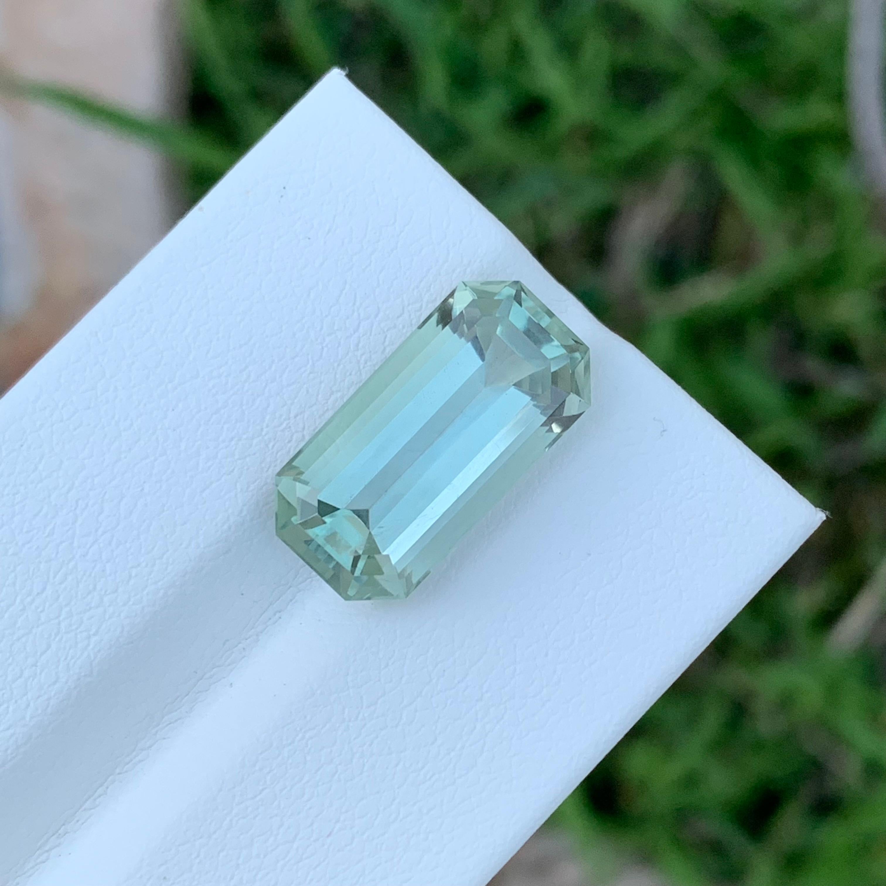 8.00 Carat Natural Loose Green Amethyst Rectangular Emerald Shape Gem For Ring  For Sale 1