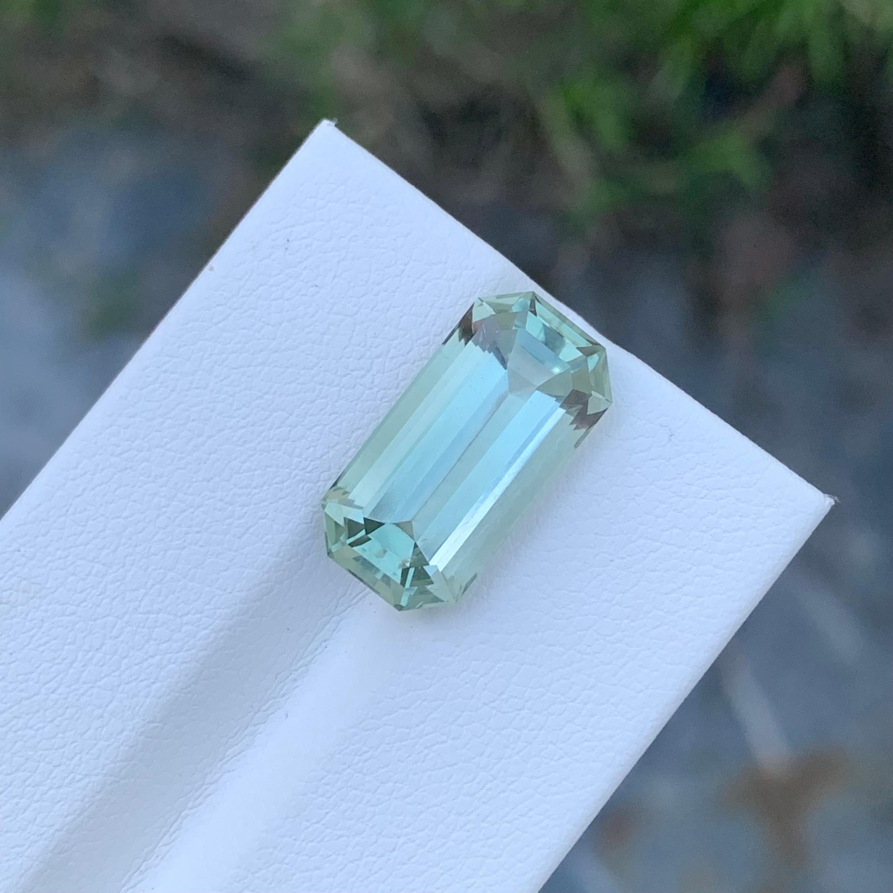 8.00 Carat Natural Loose Green Amethyst Rectangular Emerald Shape Gem For Ring  For Sale 2