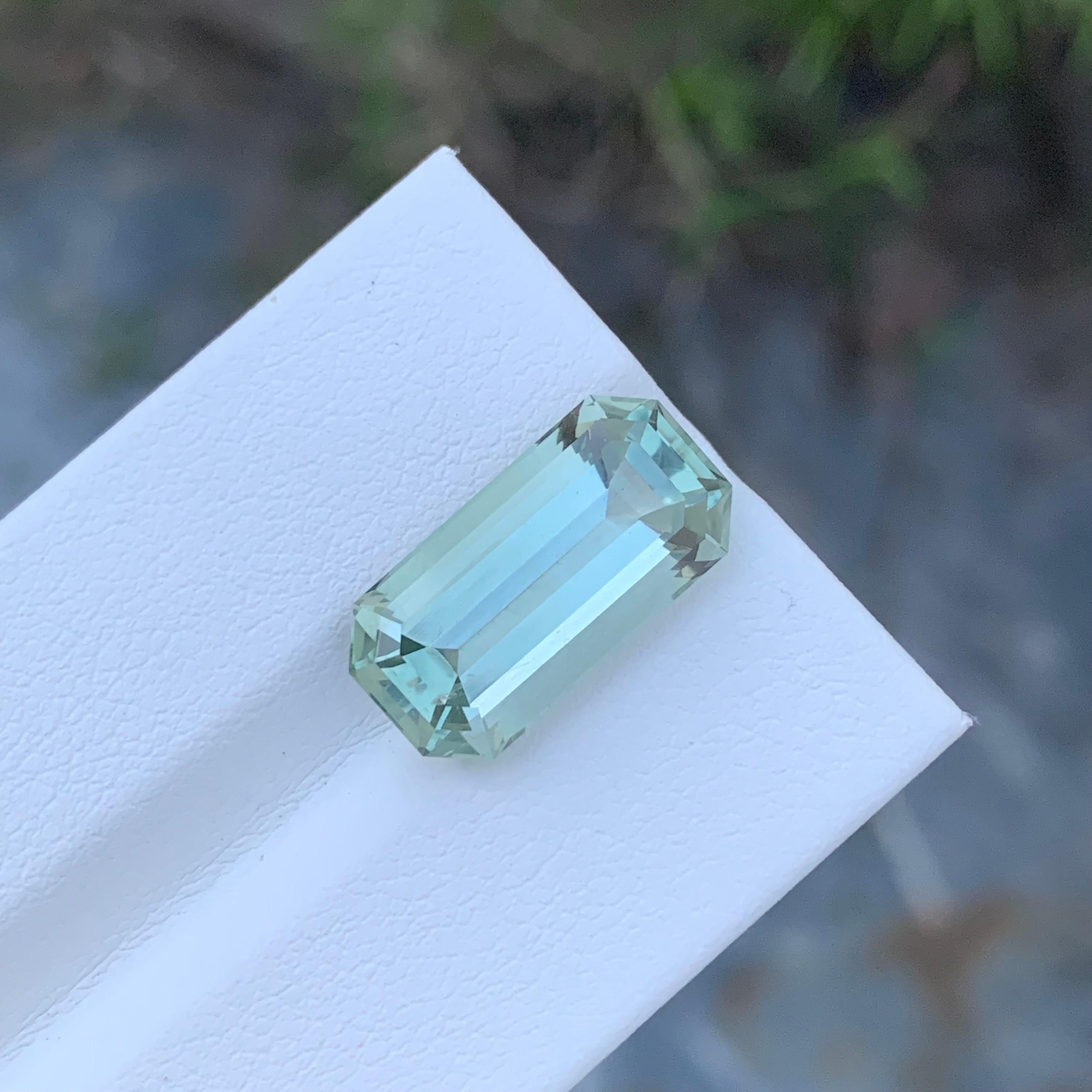 8.00 Carat Natural Loose Green Amethyst Rectangular Emerald Shape Gem For Ring  For Sale 3