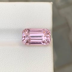 8.00 Carat Natural Loose Pink Kunzite Stone Emerald Cut Afghan Gemstone