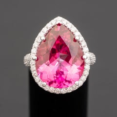 8.00 carat natural pink topaz ring 1.20 carat natural diamonds statment ring