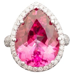 8.00 carat natural pink topaz ring 1.20 carat natural diamonds statment ring