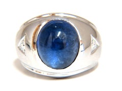 8.00 Carat Natural Sapphire Diamond Men’s Pinky Ring 14 Karat