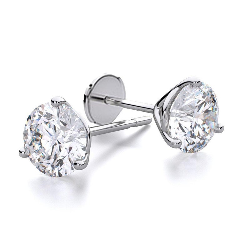 8.00 Carat Round Brilliant Cut Diamond Stud Earrings 18 Karat White ...