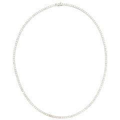 8.00 Carat Round Brilliant Cut Diamond Tennis Necklace 14 Karat White Gold