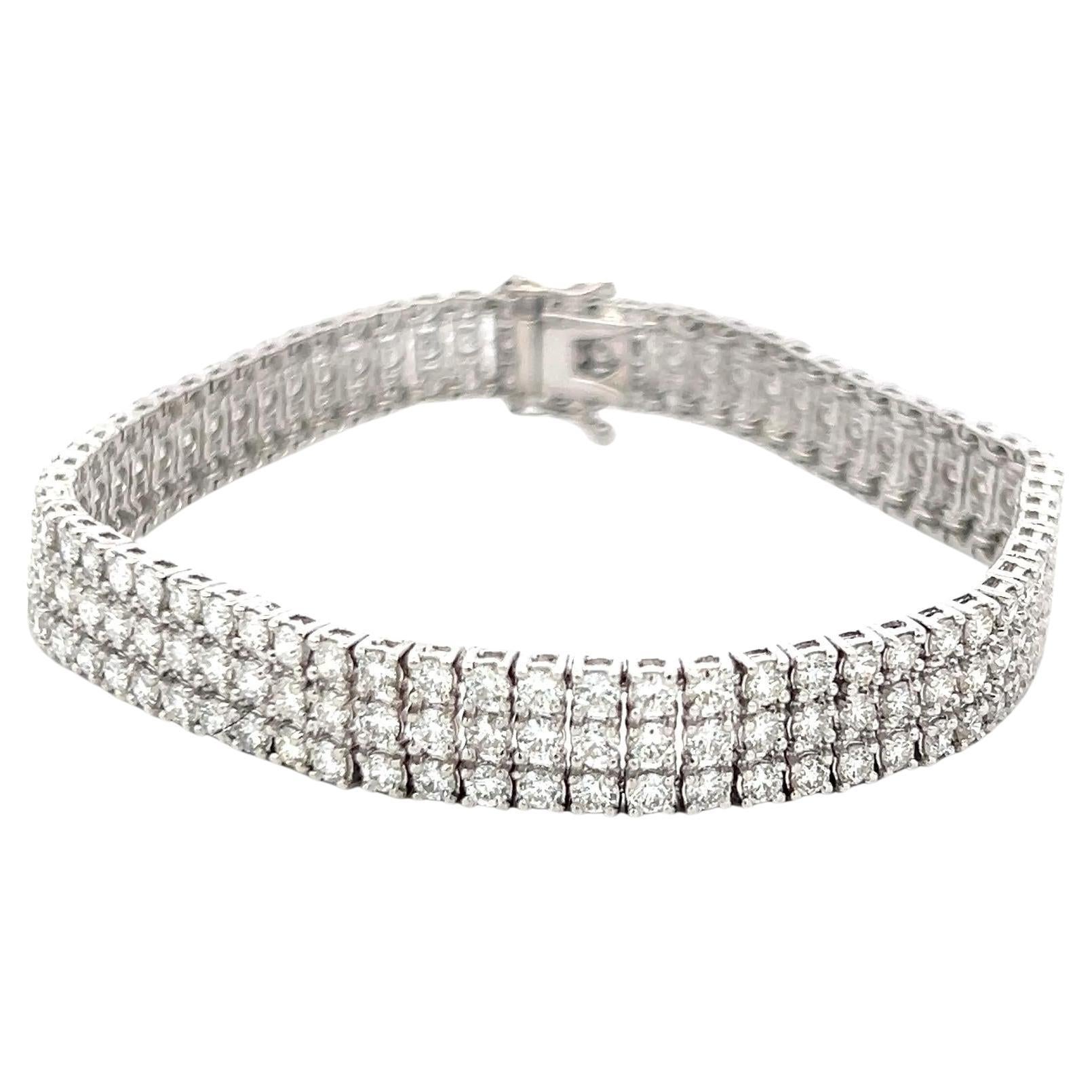8.00 Carat Round Brilliant Diamond 18 Karat White Gold Tennis Bracelet