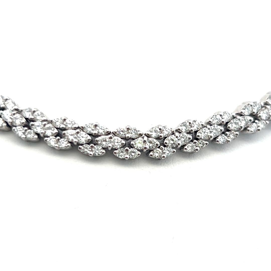 Collier à grappes en or blanc 18 carats de 8,00 carats de diamants ronds brillants G VS Pour femmes en vente