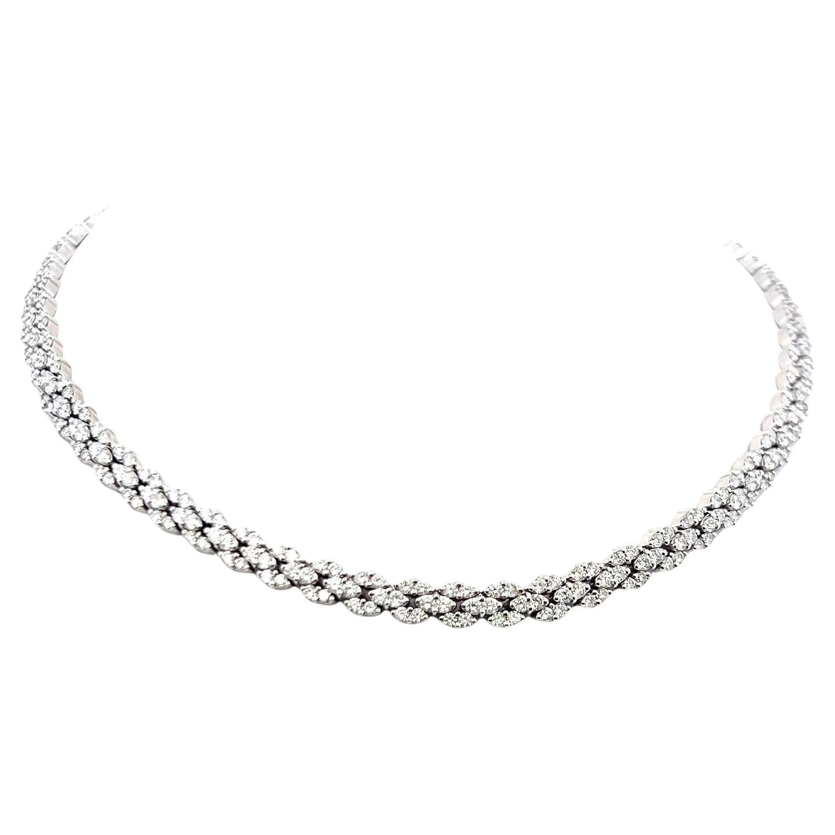 Collier à grappes en or blanc 18 carats de 8,00 carats de diamants ronds brillants G VS