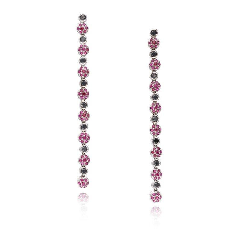 Taille ronde Collier de pierres précieuses en or blanc 18 carats avec rubis 8,00 carats et diamants 6,15 carats en vente