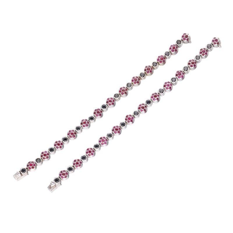 Collier de pierres précieuses en or blanc 18 carats avec rubis 8,00 carats et diamants 6,15 carats en vente 1