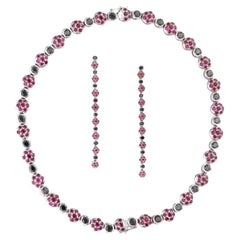 8.00 Carat Ruby 6.15 Carat Diamond 18K White Gold Gems Stone Necklace