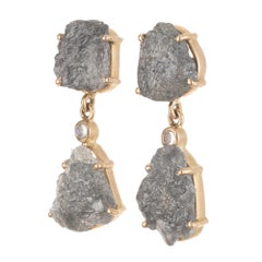 8.00 Carat Rustic Salt and Pepper Yellow Gold Dangle Earrings