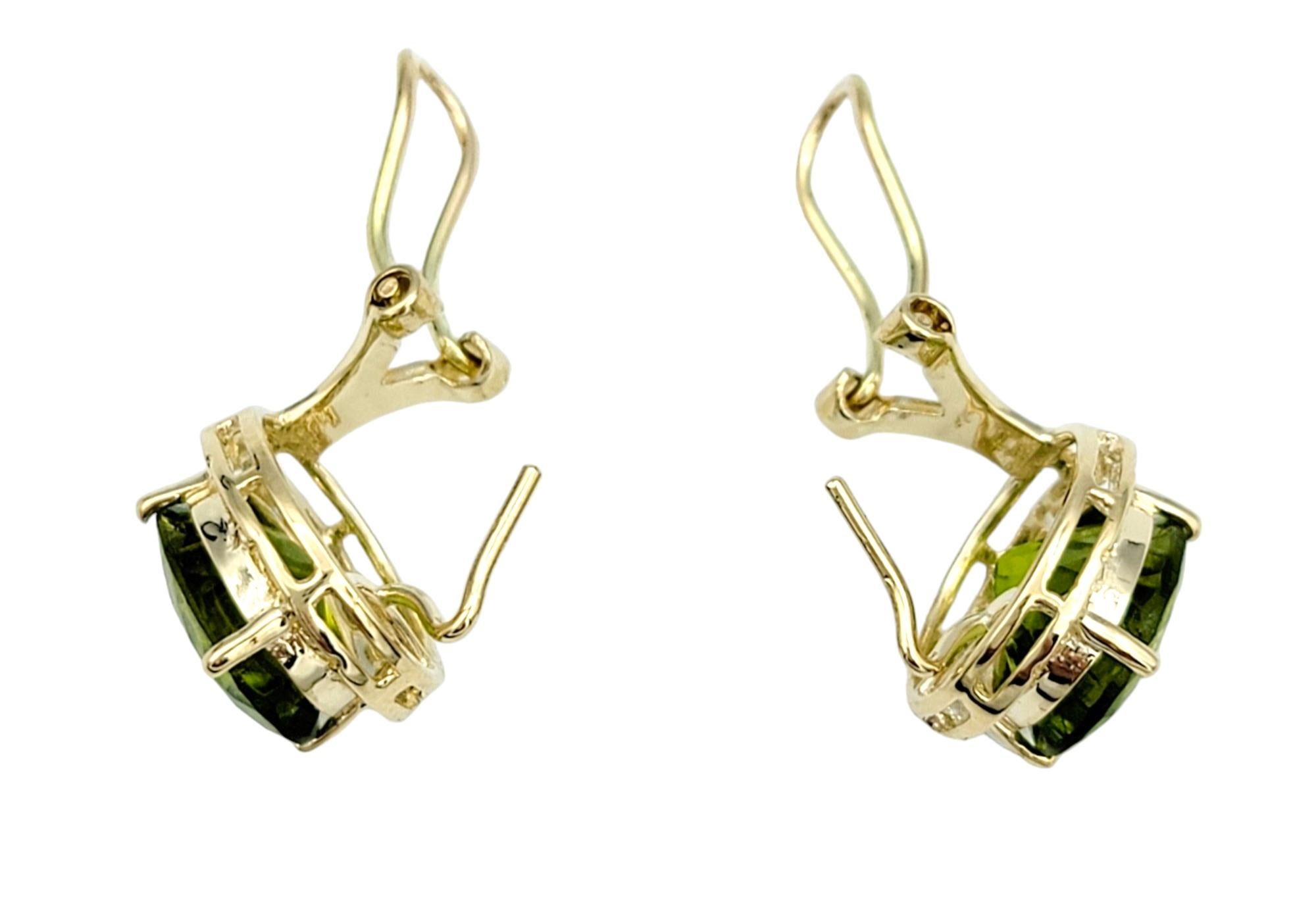 8.00 Carat Total Oval Cut Green Peridot Stud Earrings in 14 Karat Yellow Gold For Sale 2
