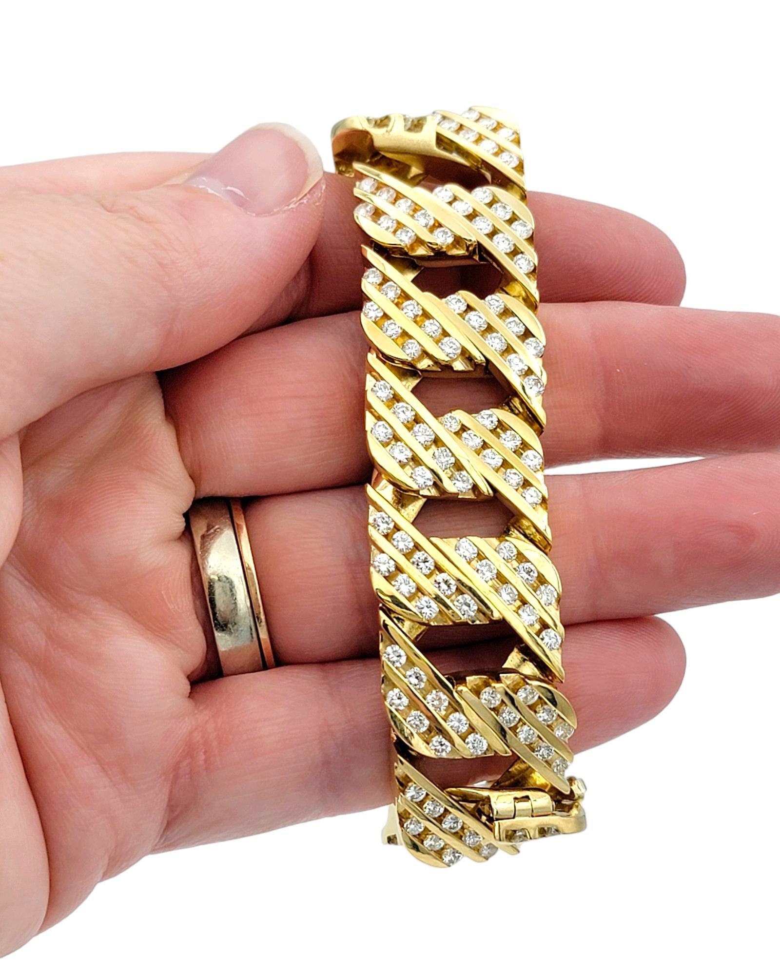 8.00 Carat Total Round Diamond Miami Cuban Link Bracelet in 14 Karat Yellow Gold For Sale 5