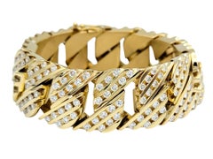 8.00 Carat Total Round Diamond Miami Cuban Link Bracelet in 14 Karat Yellow Gold