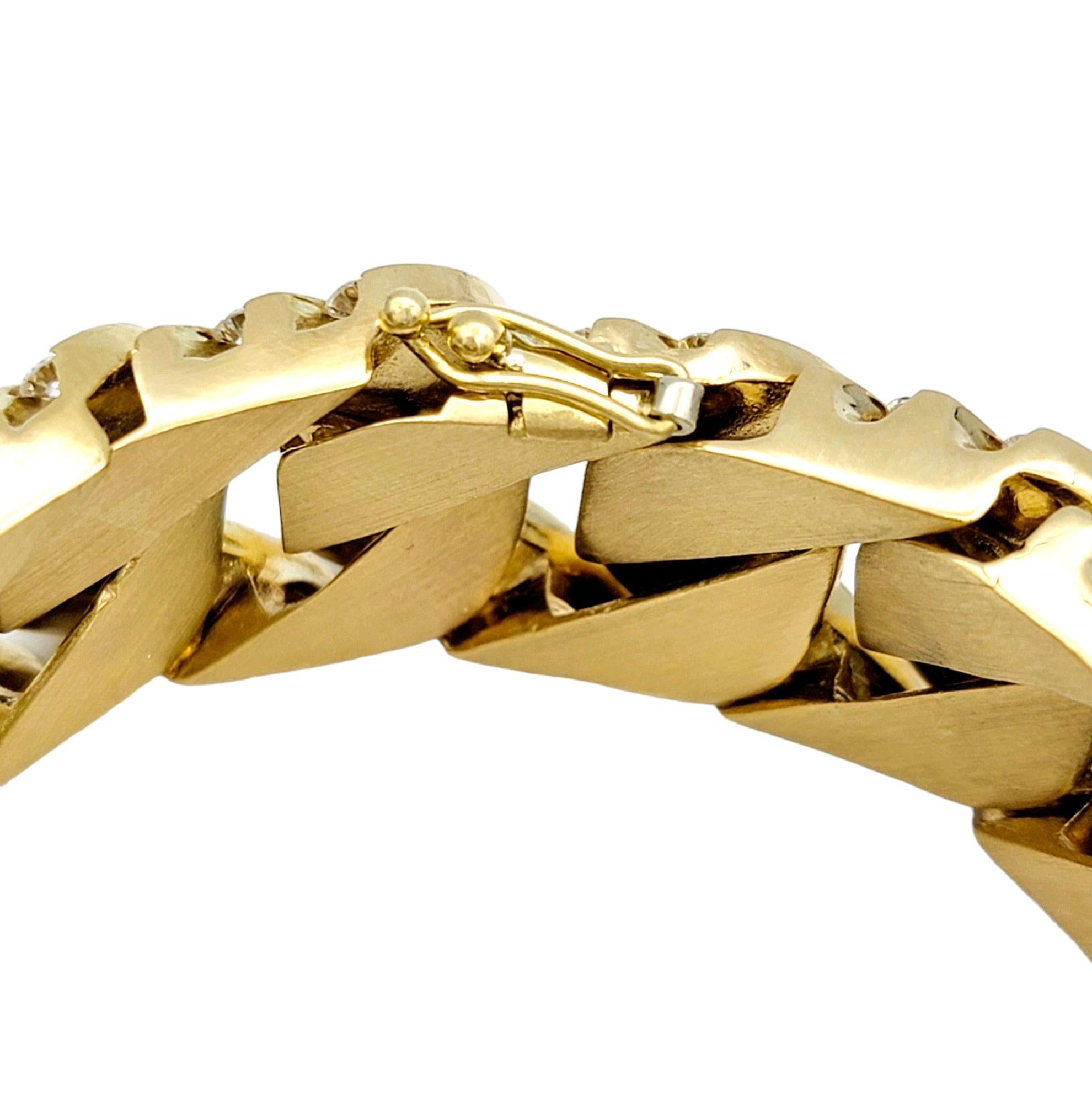 8.00 Carat Total Round Diamond Miami Cuban Link Bracelet in 14 Karat Yellow Gold For Sale 1