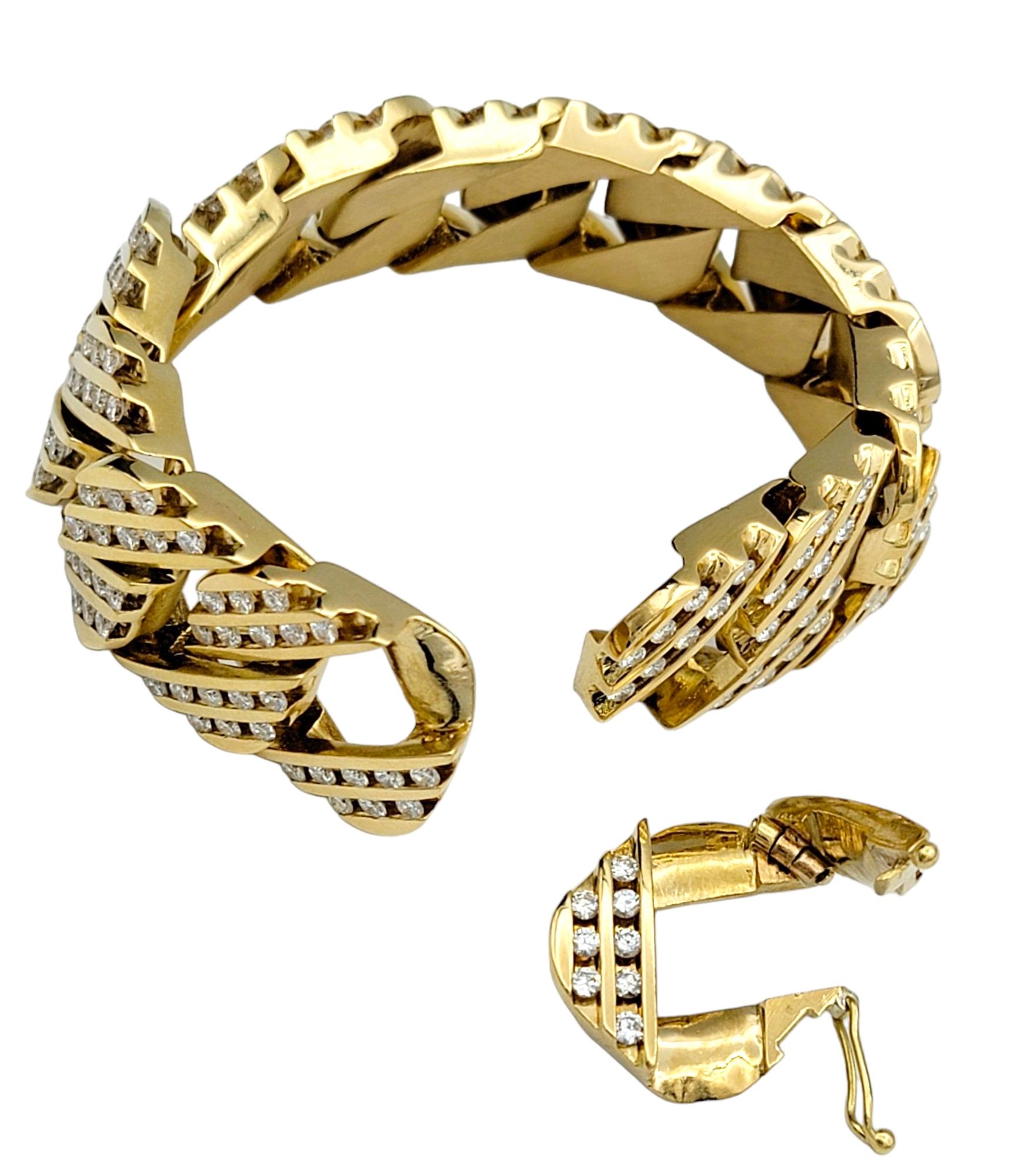 8.00 Carat Total Round Diamond Miami Cuban Link Bracelet in 14 Karat Yellow Gold For Sale 2