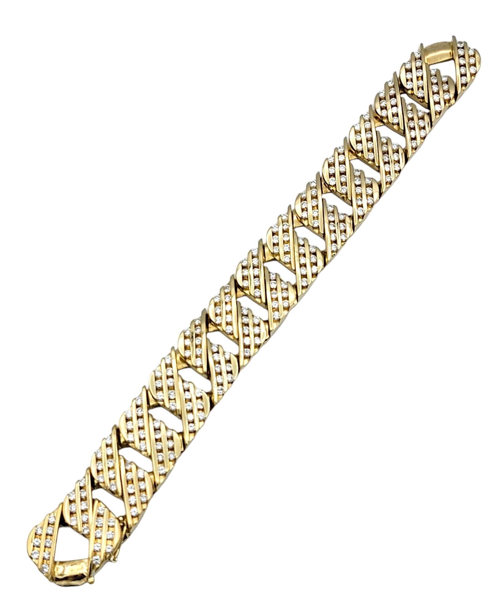 8.00 Carat Total Round Diamond Miami Cuban Link Bracelet in 14 Karat Yellow Gold For Sale 3