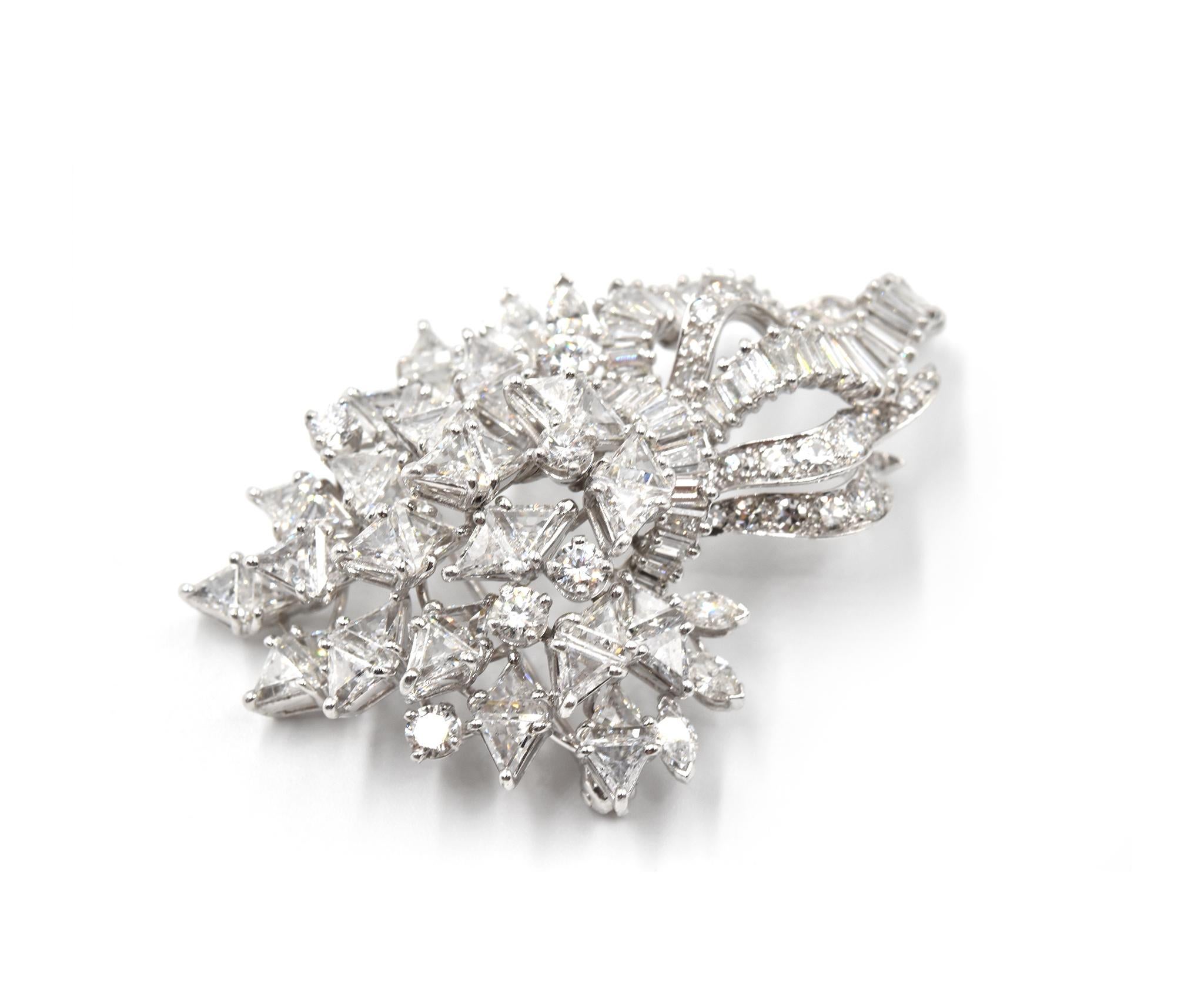 8.00 Carat Total Weight Platinum Diamond Pin (Trillionschliff)