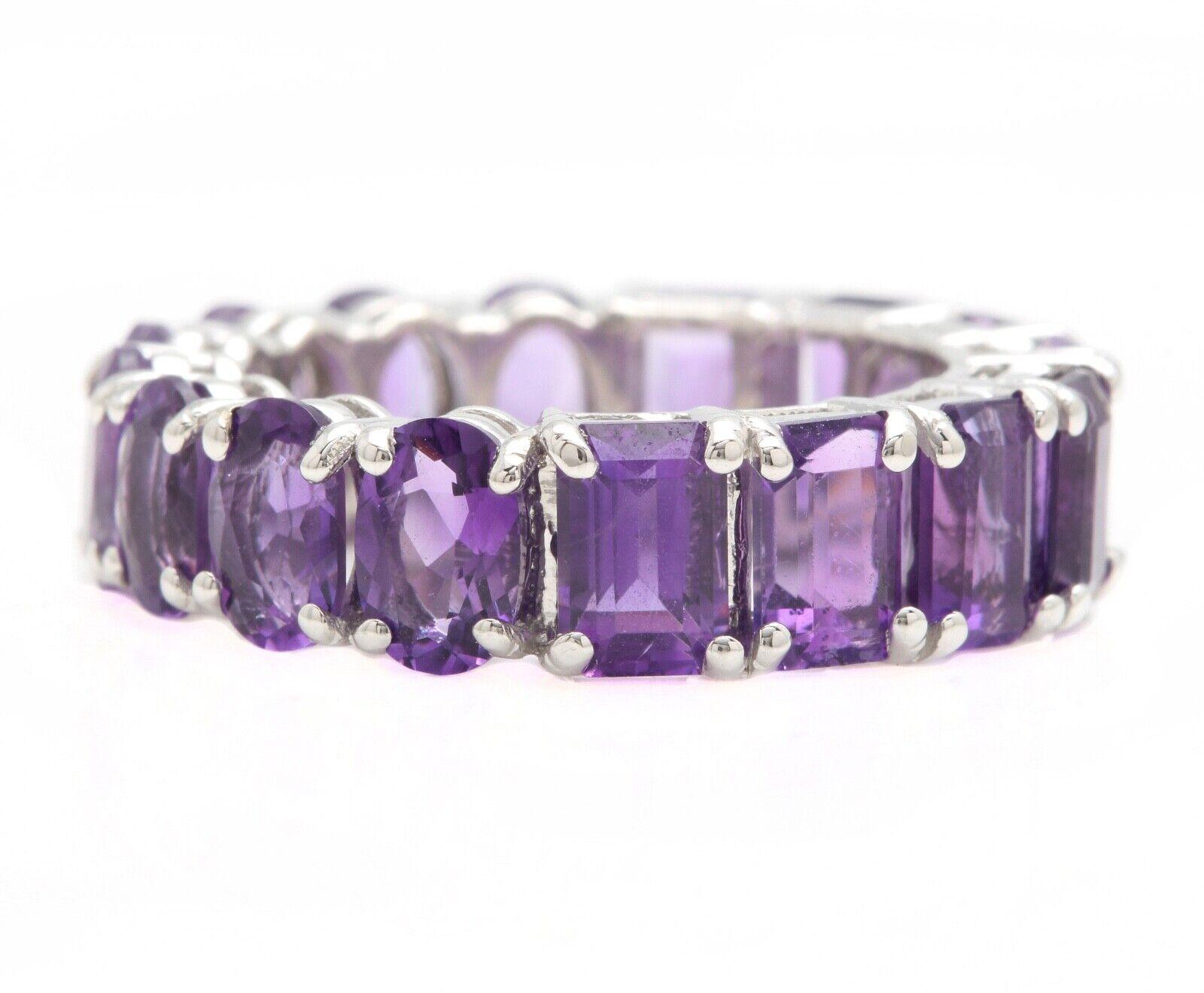 8.00 Carats Exquisite Natural Amethyst 14K Solid White Gold Ring

Total Natural Oval and Emerald Cut Amethysts Weight is: Approx. 8.00 Carats 

Amethyst Measures: Approx. 6.00 x 4.00mm

Ring size: 7 ( not sizable)

Ring total weight: Approx. 6.6