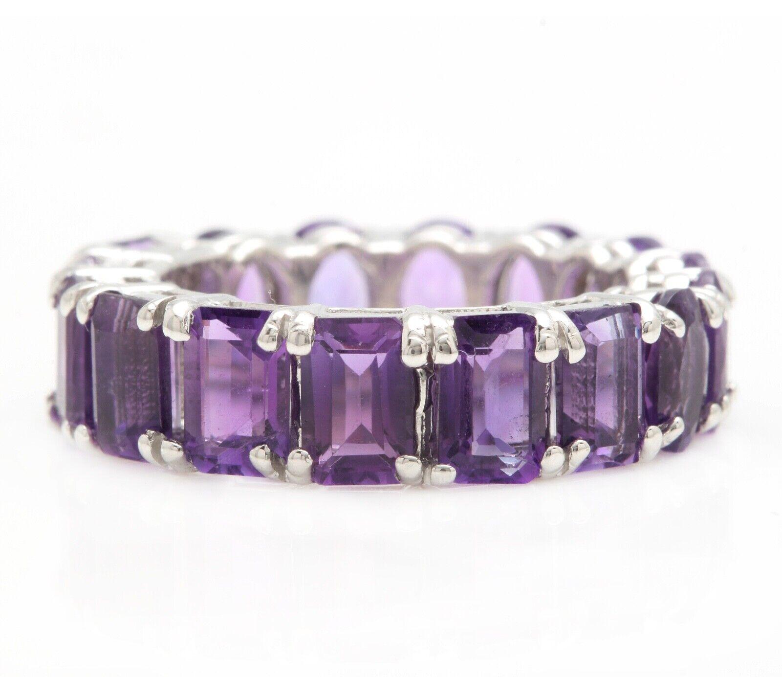 Mixed Cut 8.00 Carats Exquisite Natural Amethyst 14K Solid White Gold Ring For Sale