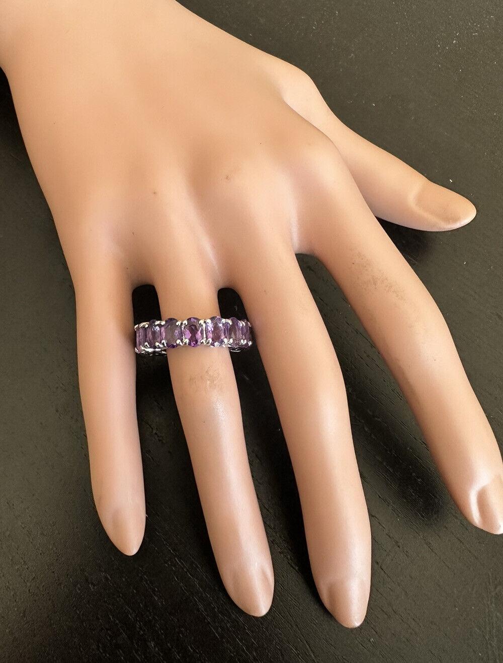 8.00 Carats Exquisite Natural Amethyst 14K Solid White Gold Ring For Sale 1